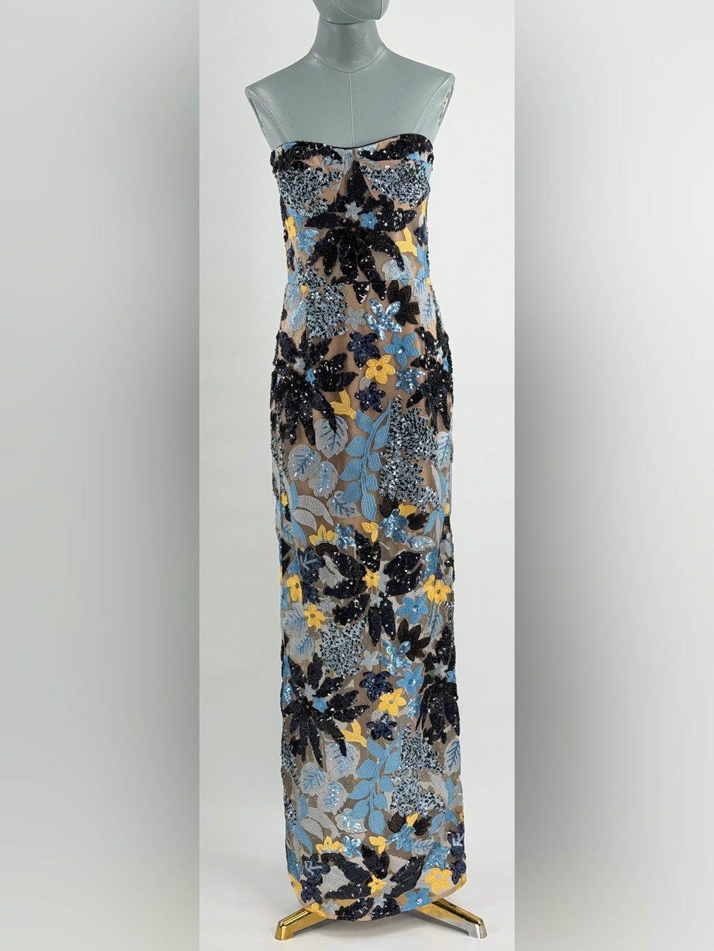 🆕 BRONX & BANCO 🧿 NWOT Dahlia Sequin Maxi Dress, Blue Yellow Multi- Sz XL US10 - Picture 4 of 15